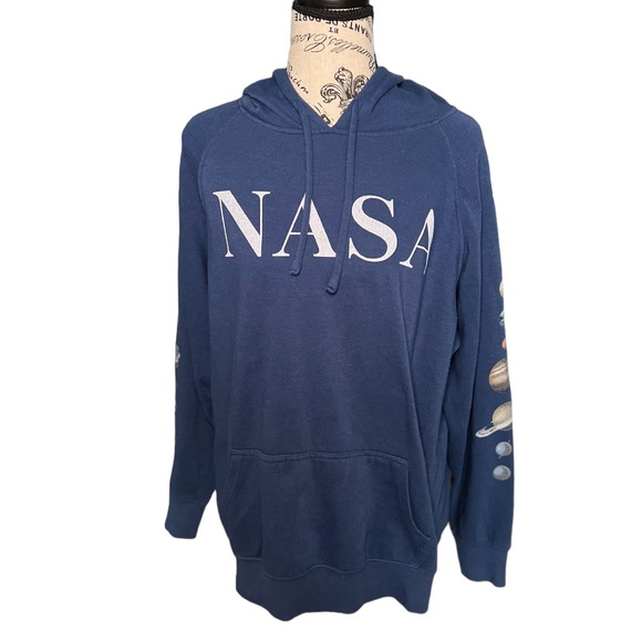 torrid Tops - Torrid Women’s Relaxed Fit Retro NASA Cozy Blue Fleece Hoodie Size 1, 14/16